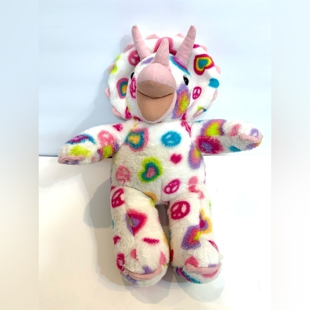 Build A Bear Triceratops Dinosaur Plush Peace Sign BAB Stuffed Animal w/ SOUND